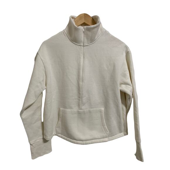 Sundays two ivory 1/4 Zip fleece pullover sweatshirt size Small - Picture 1 of 4